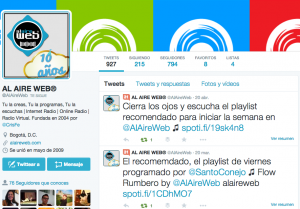 Al Aire Web, Twitter